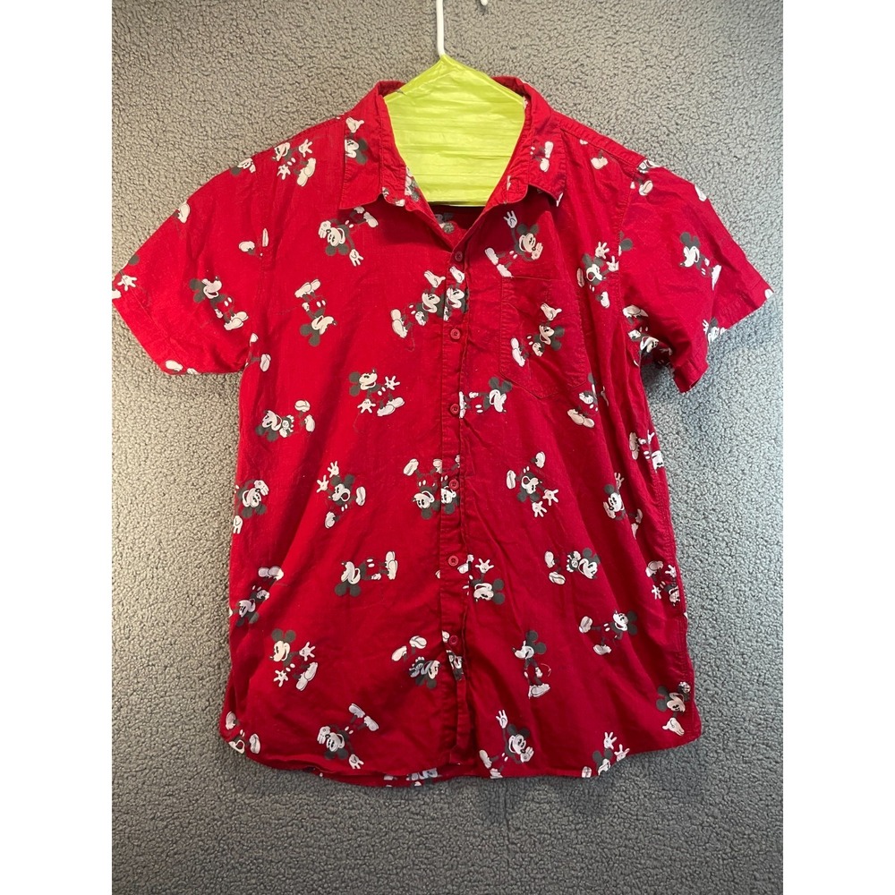 Disney Mickey Mouse  Button up‎ shirt   Red XL
